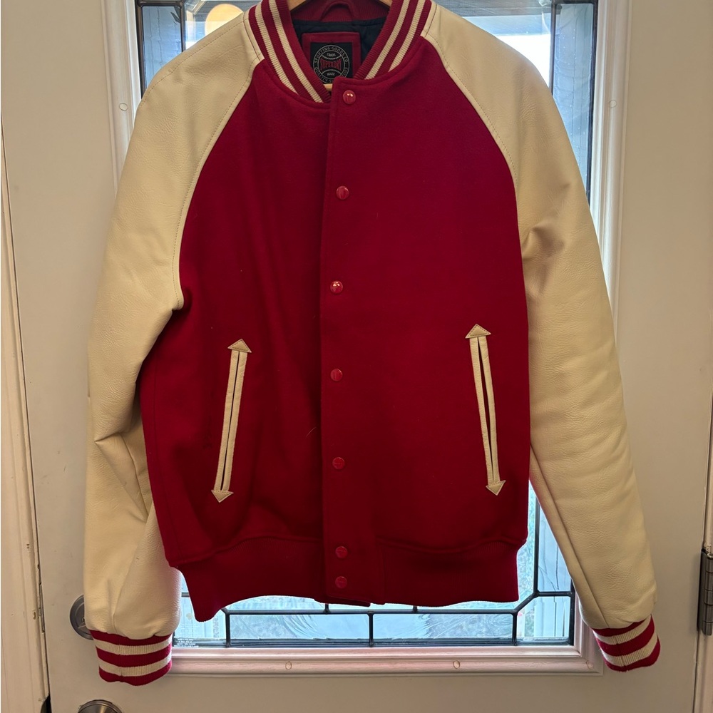 Superdry Red and Cream Bomber Jacket